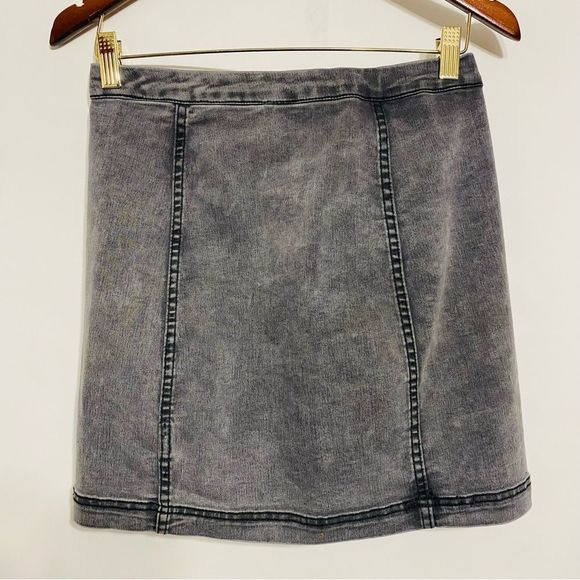 Free People Womens Gray This Way Or That Zip Up Denim Mini Skirt Size 6 - Picture 2 of 4